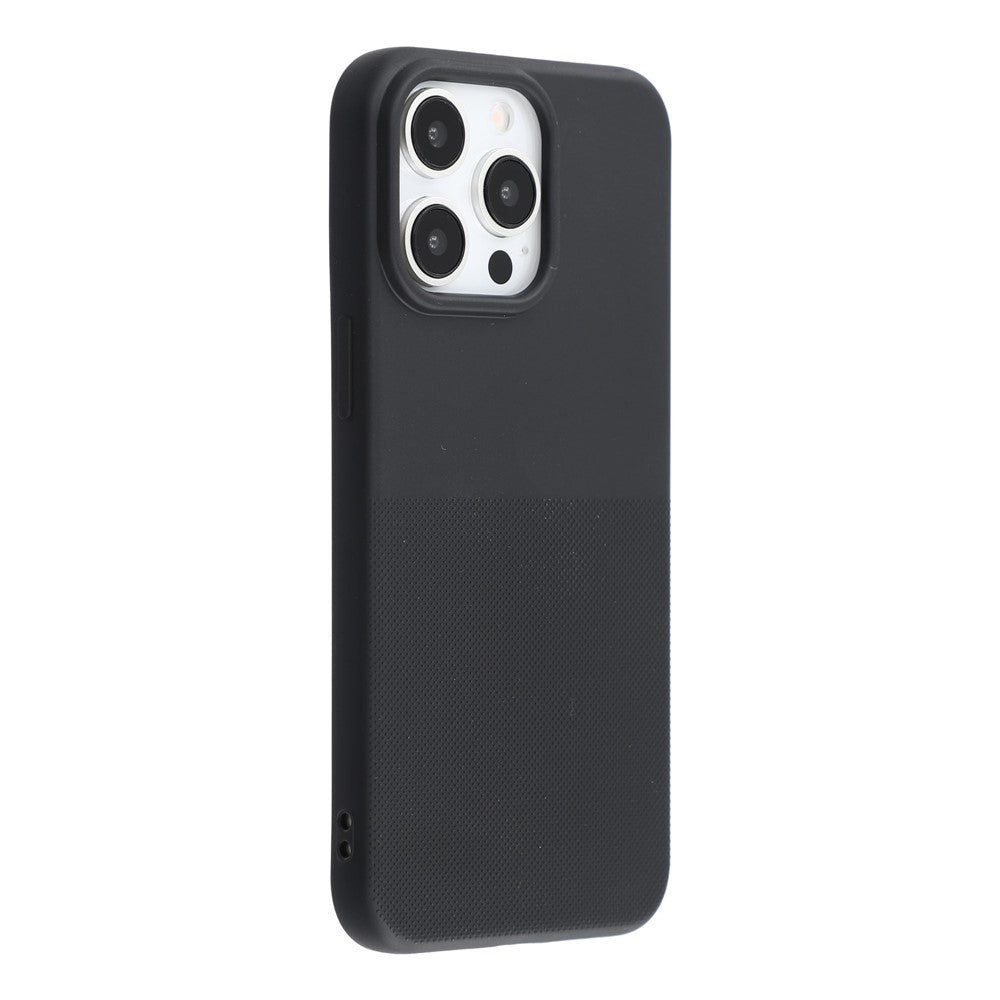 For iPhone 15 Pro Phone Case Dotted Texture Fiber Lining TPU Shockproof Cover  (Big Lens Hole)