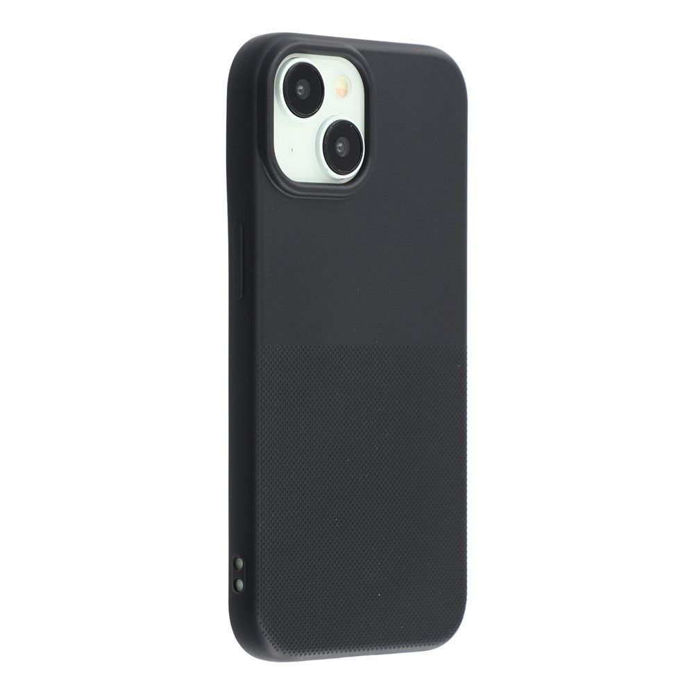 For iPhone 15 Phone Case Dotted Texture Fiber Lining TPU Shockproof Cover  (Big Lens Hole)