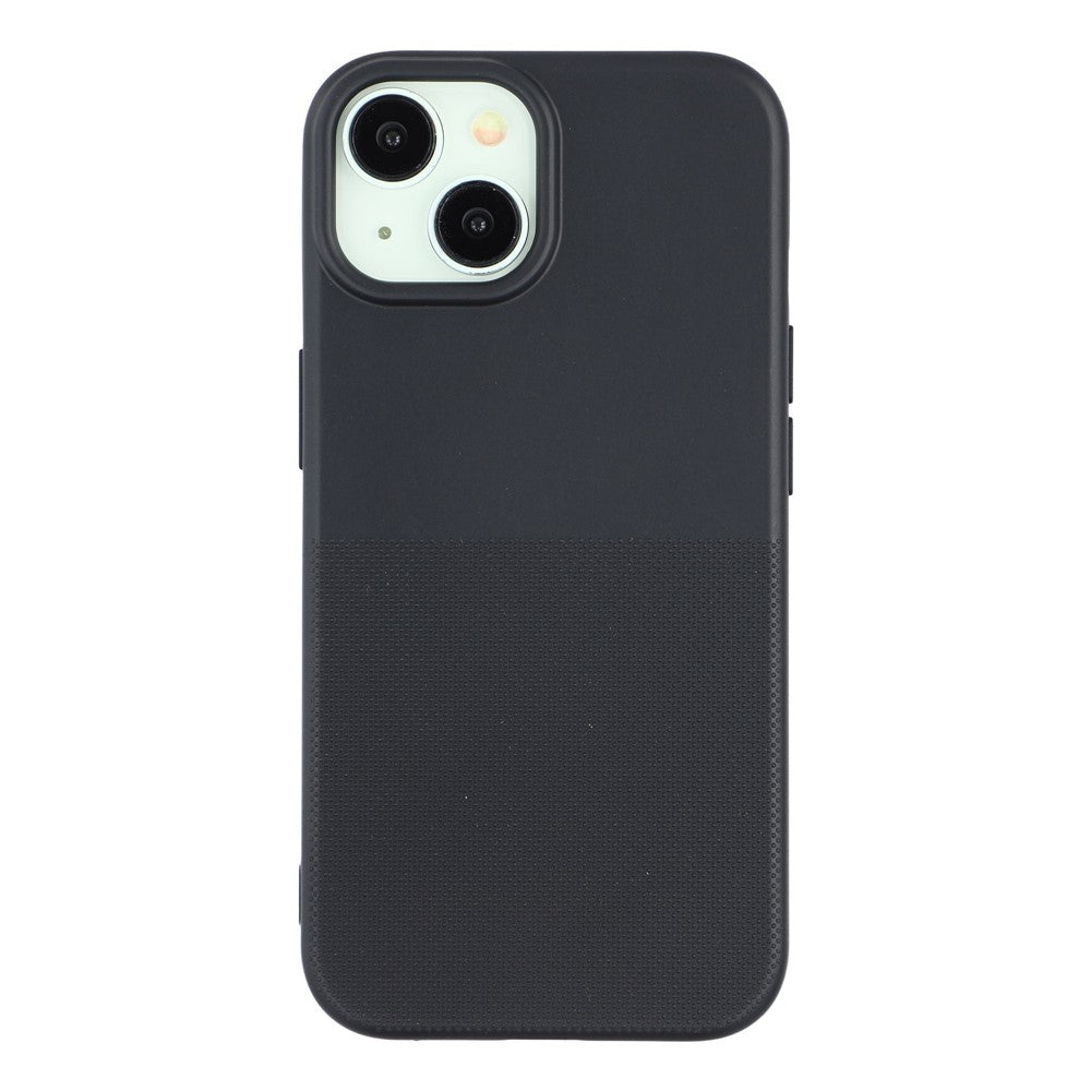 For iPhone 15 Phone Case Dotted Texture Fiber Lining TPU Shockproof Cover  (Big Lens Hole)