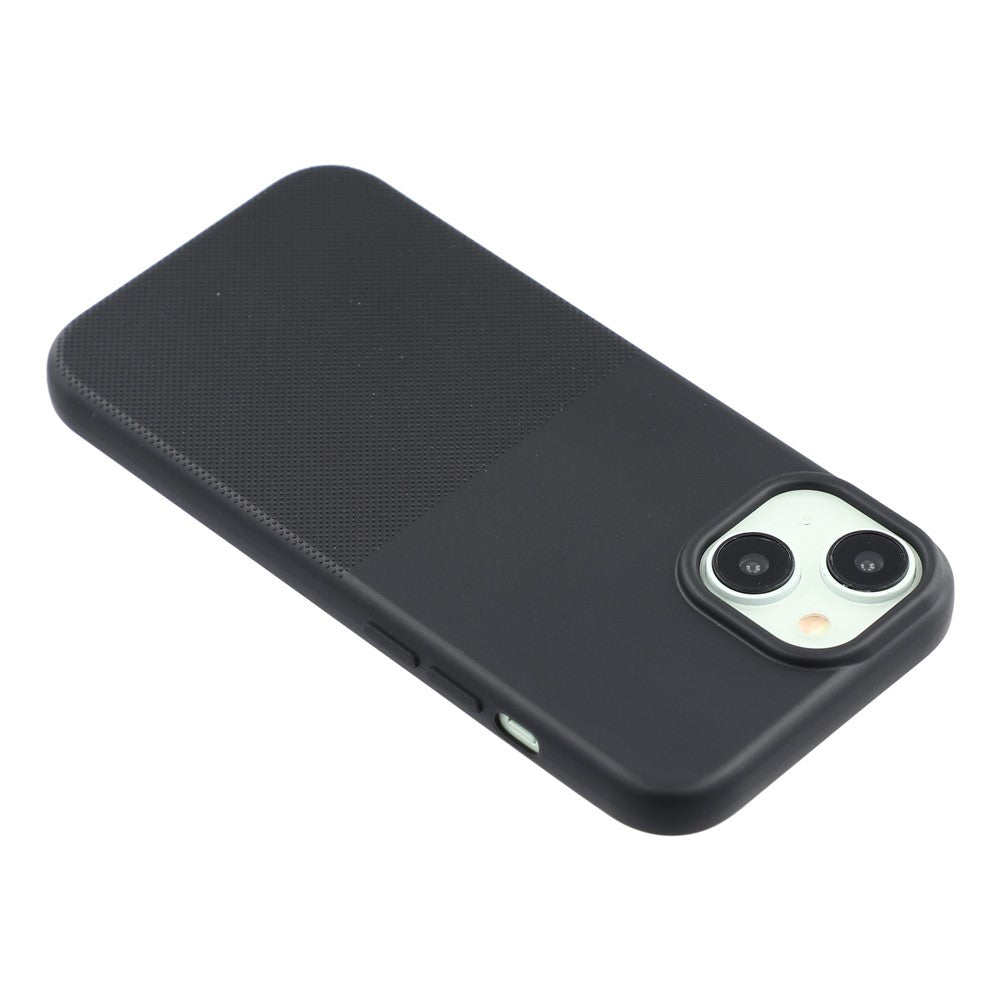 For iPhone 15 Phone Case Dotted Texture Fiber Lining TPU Shockproof Cover  (Big Lens Hole)