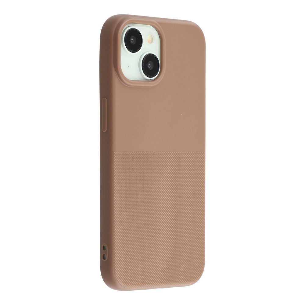 For iPhone 15 Phone Case Dotted Texture Fiber Lining TPU Shockproof Cover  (Big Lens Hole)