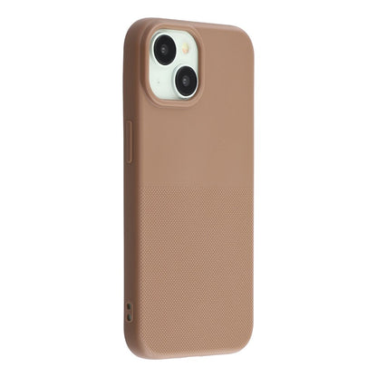 For iPhone 15 Phone Case Dotted Texture Fiber Lining TPU Shockproof Cover  (Big Lens Hole)