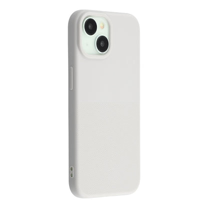 For iPhone 15 Phone Case Dotted Texture Fiber Lining TPU Shockproof Cover  (Big Lens Hole)