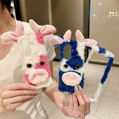 For Samsung Galaxy Z Fold8 Ultra Case Plush Cow Hard PC Protective Phone Cover