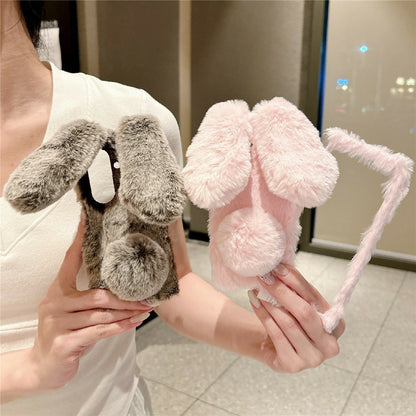 For Samsung Galaxy Z Fold8 Ultra Case Bunny Ears Winter Plush Hard PC Phone Cover