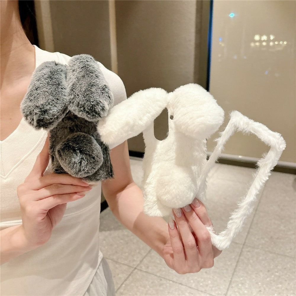 For Samsung Galaxy Z Fold8 Ultra Case Bunny Ears Winter Plush Hard PC Phone Cover