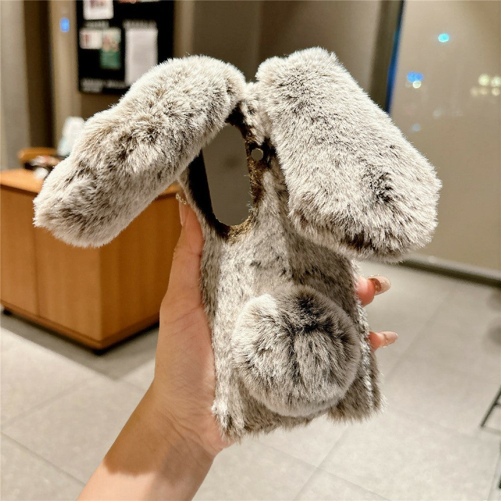 For Samsung Galaxy Z Fold8 Ultra Case Bunny Ears Winter Plush Hard PC Phone Cover