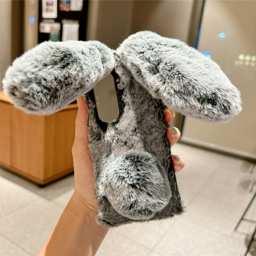 For Samsung Galaxy Z Fold8 Ultra Case Bunny Ears Winter Plush Hard PC Phone Cover