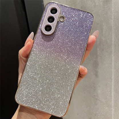 For Samsung Galaxy S26+ Case Gradient Glitter TPU+PC Phone Cover with Rhinestones Decor Camera Frame