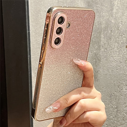 For Samsung Galaxy S26+ Case Gradient Glitter TPU+PC Phone Cover with Rhinestones Decor Camera Frame