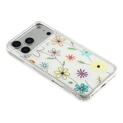 For iPhone 17 Pro Case Rhinestone Edge Flower TPU + PC IMD Phone Cover