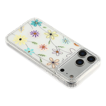 For iPhone 17 Pro Case Rhinestone Edge Flower TPU + PC IMD Phone Cover