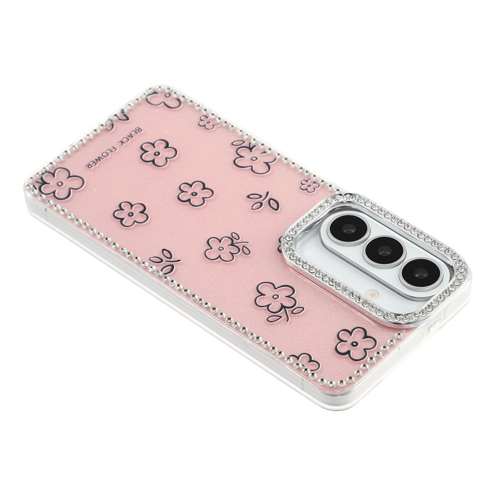 For Samsung Galaxy S26+ Case Rhinestone Edge Flower TPU + PC IMD Phone Cover