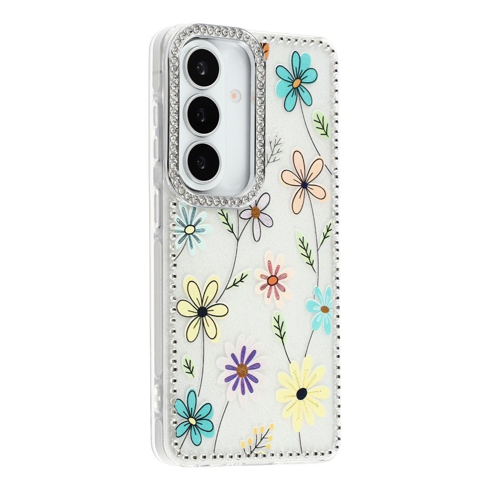 For Samsung Galaxy S26+ Case Rhinestone Edge Flower TPU + PC IMD Phone Cover