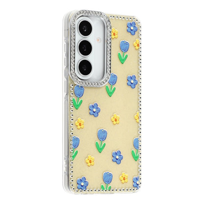 For Samsung Galaxy S26+ Case Rhinestone Edge Flower TPU + PC IMD Phone Cover