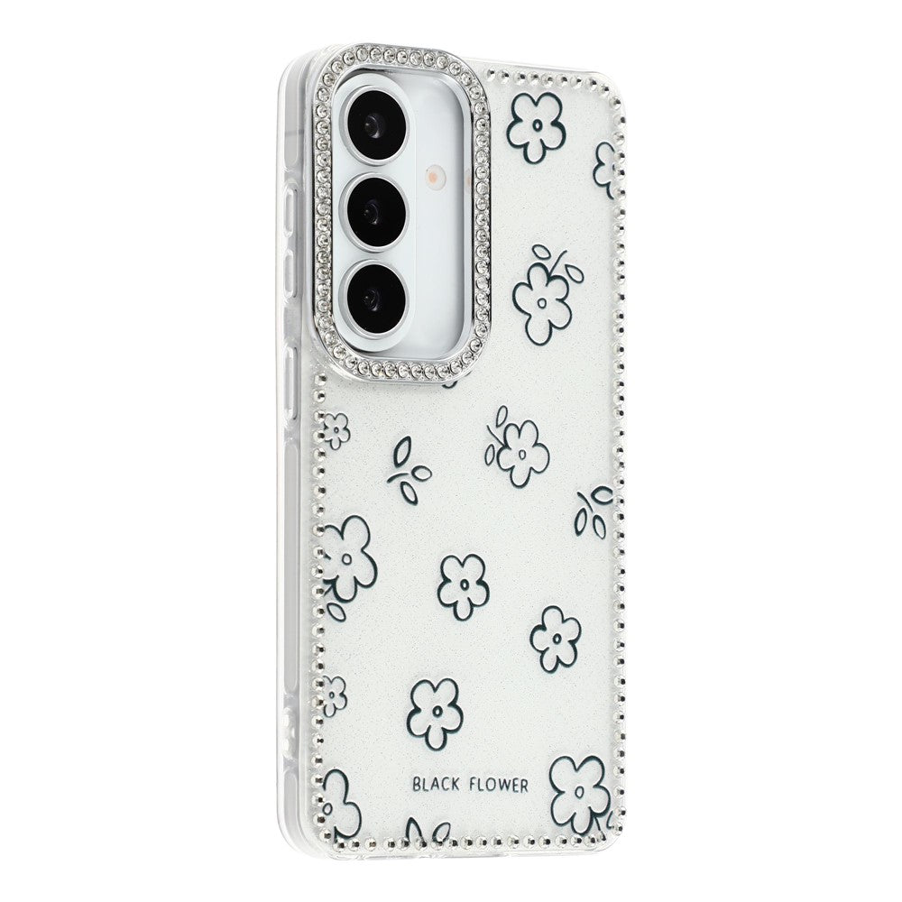 For Samsung Galaxy S26+ Case Rhinestone Edge Flower TPU + PC IMD Phone Cover