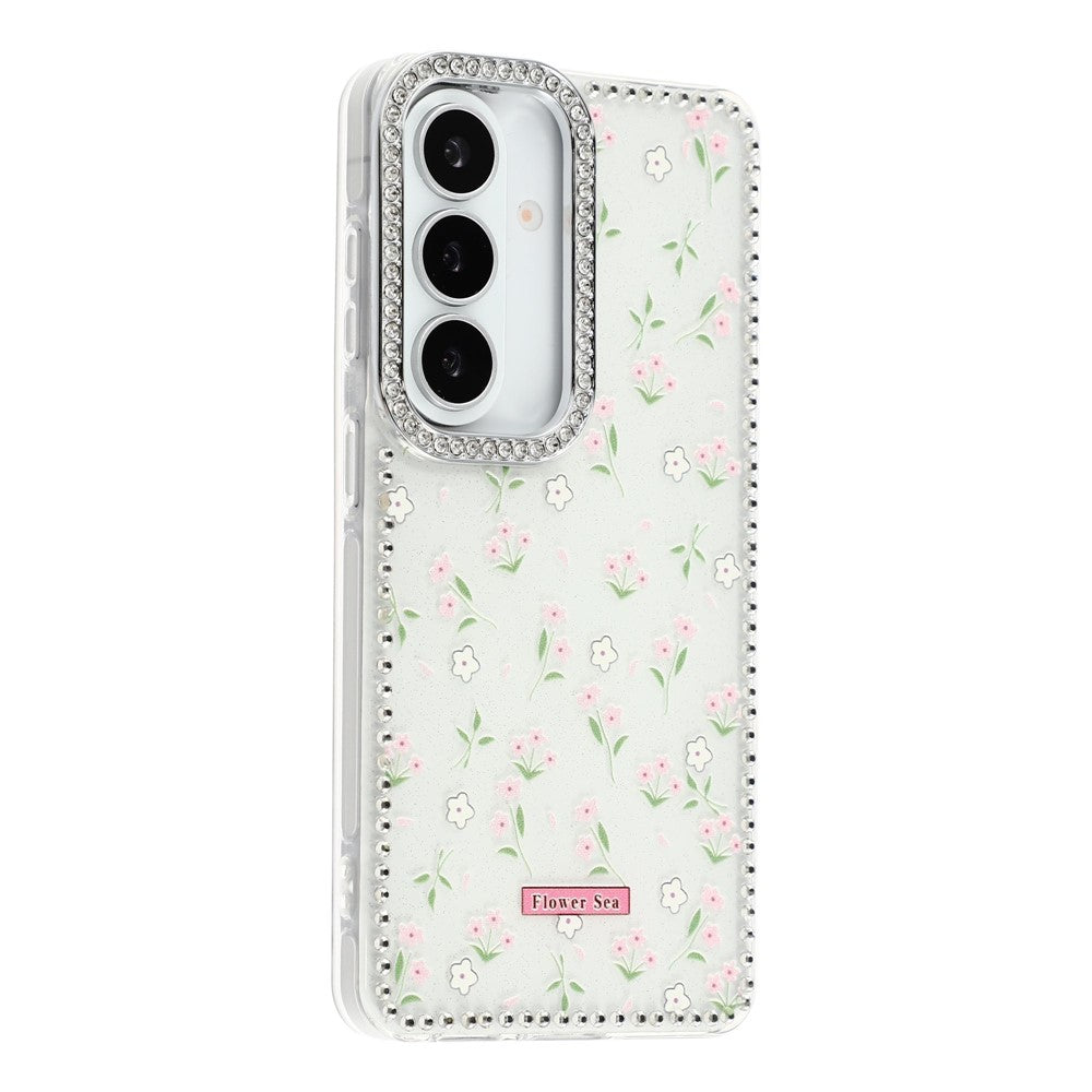 For Samsung Galaxy S26+ Case Rhinestone Edge Flower TPU + PC IMD Phone Cover