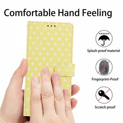For iPhone 16 Pro Case Star Pattern PU Leather Wallet Stand Phone Cover with Wrist Strap