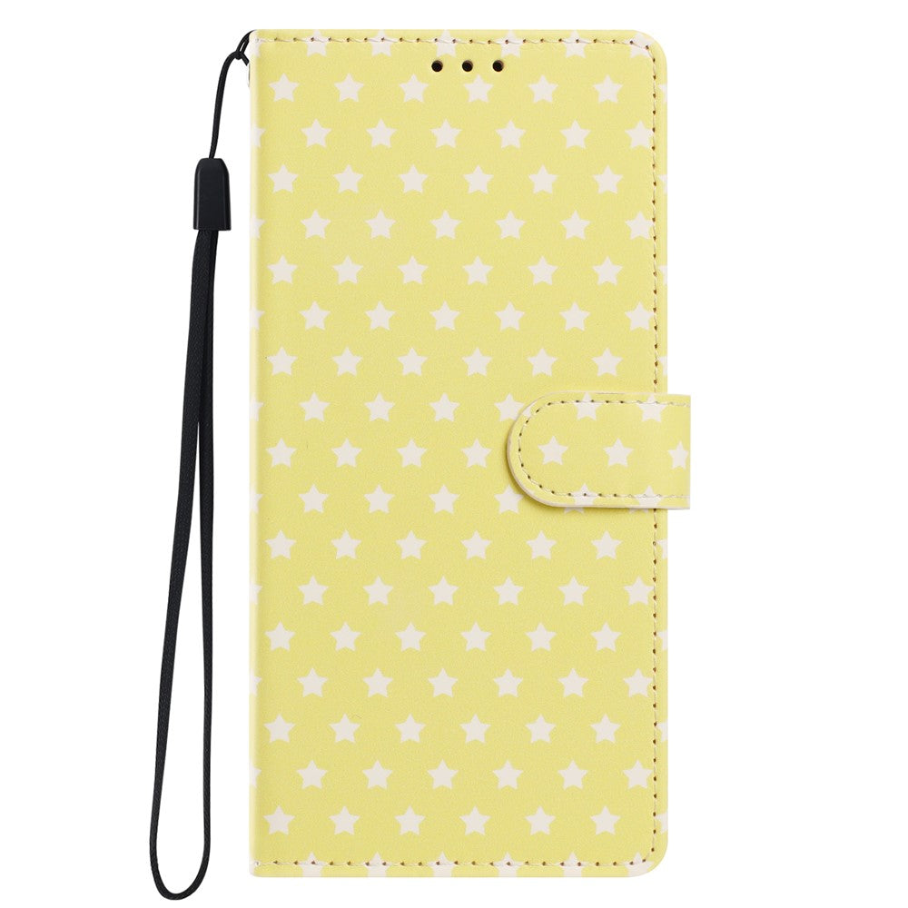 For iPhone 16 Pro Case Star Pattern PU Leather Wallet Stand Phone Cover with Wrist Strap