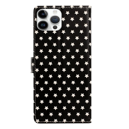 For iPhone 16 Pro Max Case Star Pattern PU Leather Wallet Stand Phone Cover with Wrist Strap