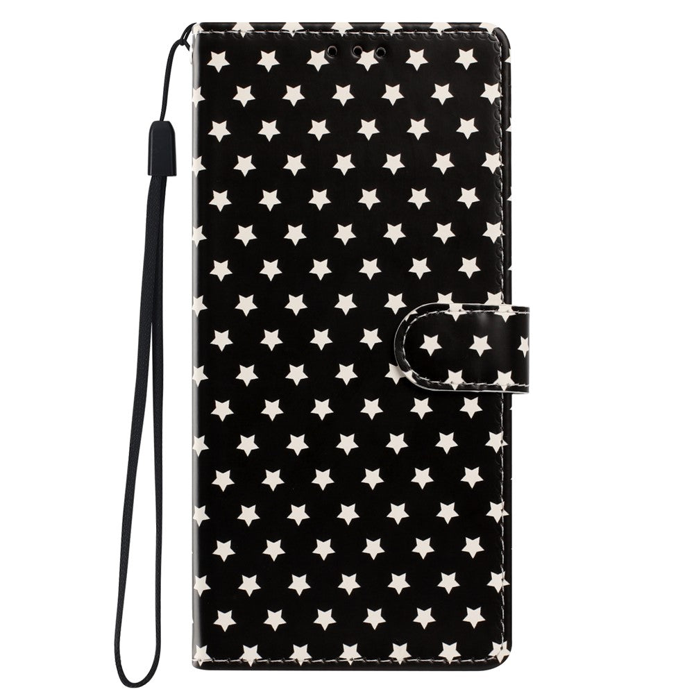 For iPhone 17 Pro Case Star Pattern PU Leather Wallet Stand Phone Cover with Wrist Strap