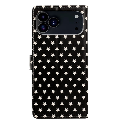 For iPhone 17 Pro Case Star Pattern PU Leather Wallet Stand Phone Cover with Wrist Strap