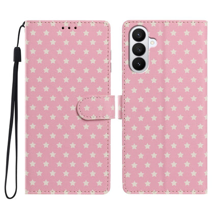 For Samsung Galaxy S26+ Case Star Pattern PU Leather Wallet Stand Phone Cover with Wrist Strap