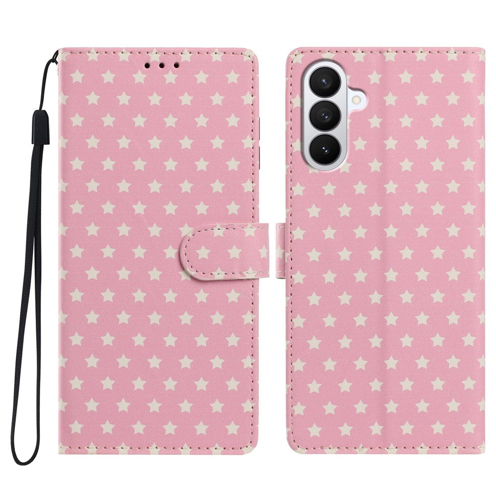 For Samsung Galaxy S26+ Case Star Pattern PU Leather Wallet Stand Phone Cover with Wrist Strap