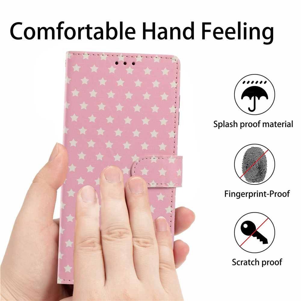 For Samsung Galaxy S26+ Case Star Pattern PU Leather Wallet Stand Phone Cover with Wrist Strap