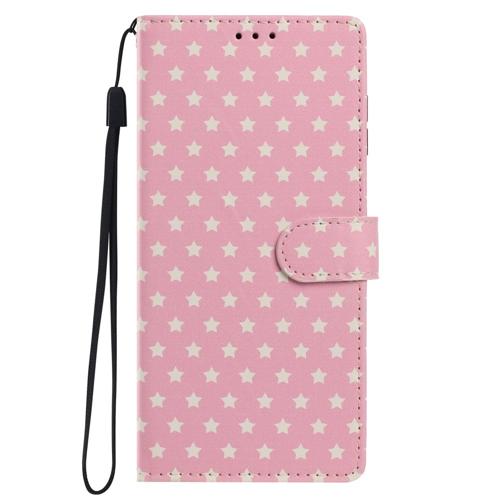 For Samsung Galaxy S26+ Case Star Pattern PU Leather Wallet Stand Phone Cover with Wrist Strap