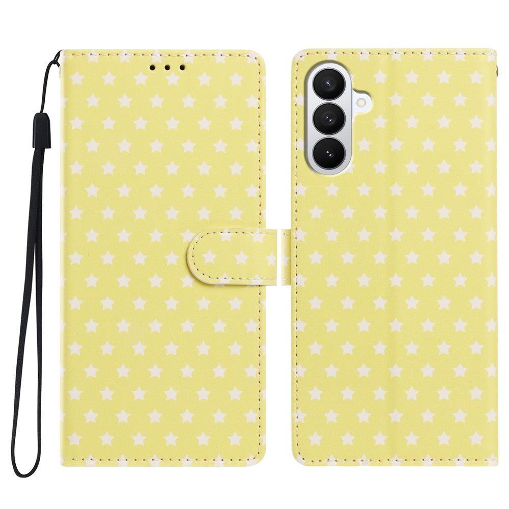 For Samsung Galaxy S26+ Case Star Pattern PU Leather Wallet Stand Phone Cover with Wrist Strap