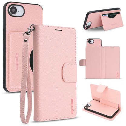 For iPhone 16e / iPhone 17e HGUANCASE Case Wallet Stand Detachable Vintage Leather Phone Cover with Wrist Strap