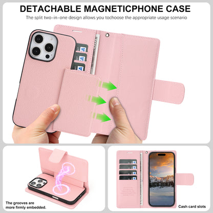 For iPhone 16 Pro Max HGUANCASE Case Wallet Stand Detachable Vintage Leather Phone Cover with Wrist Strap