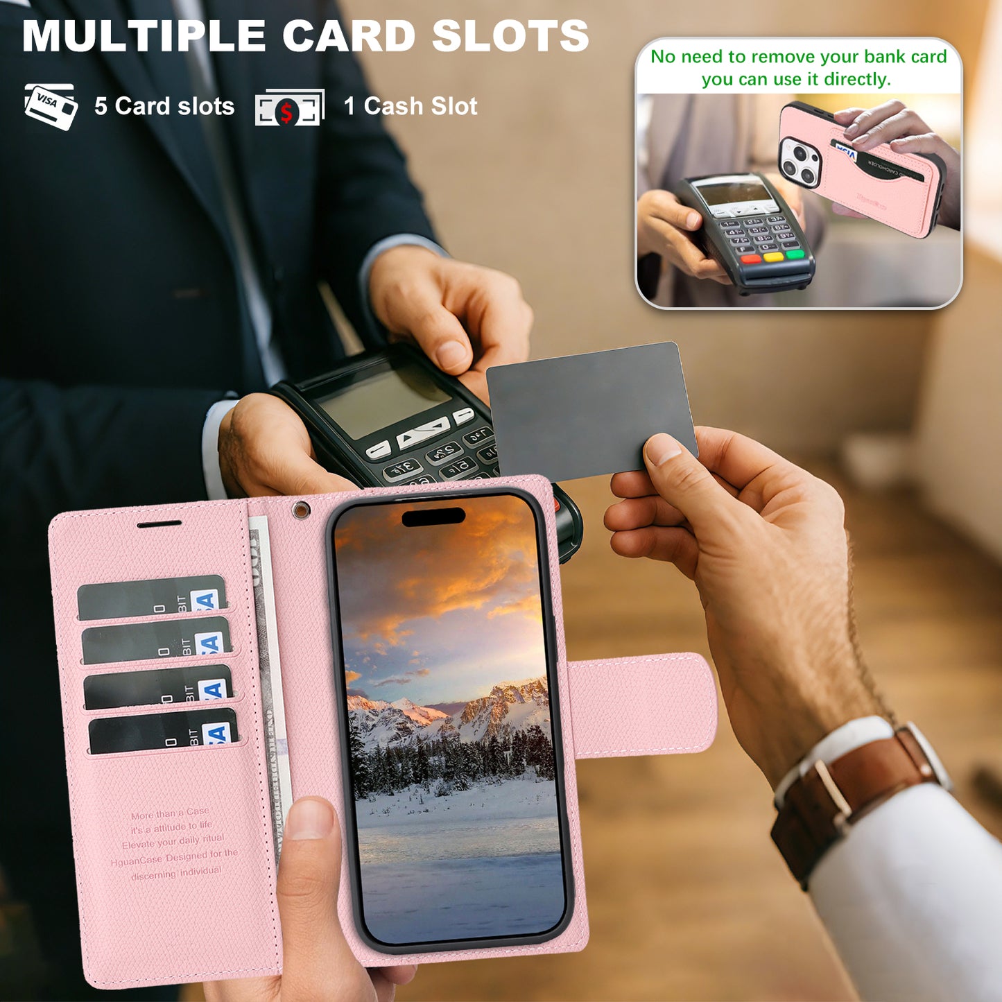 For iPhone 16 Pro Max HGUANCASE Case Wallet Stand Detachable Vintage Leather Phone Cover with Wrist Strap
