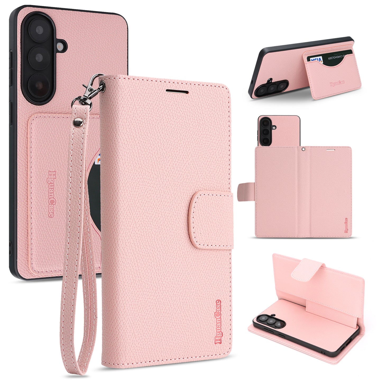 For Samsung Galaxy S26+ HGUANCASE Case Wallet Stand Detachable Vintage Leather Phone Cover with Wrist Strap