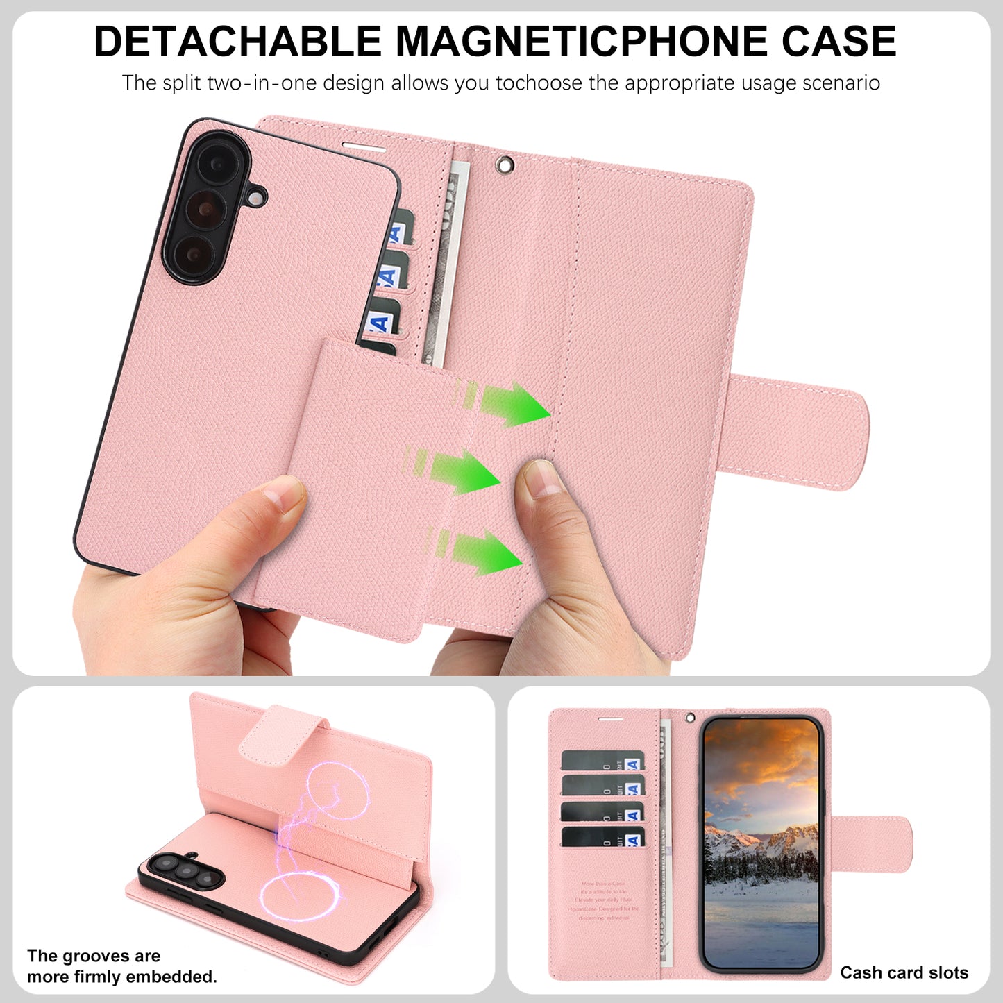 For Samsung Galaxy S26+ HGUANCASE Case Wallet Stand Detachable Vintage Leather Phone Cover with Wrist Strap