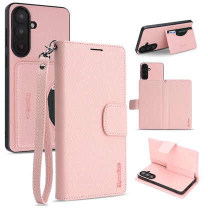 For Samsung Galaxy S26+ HGUANCASE Case Wallet Stand Detachable Vintage Leather Phone Cover with Wrist Strap