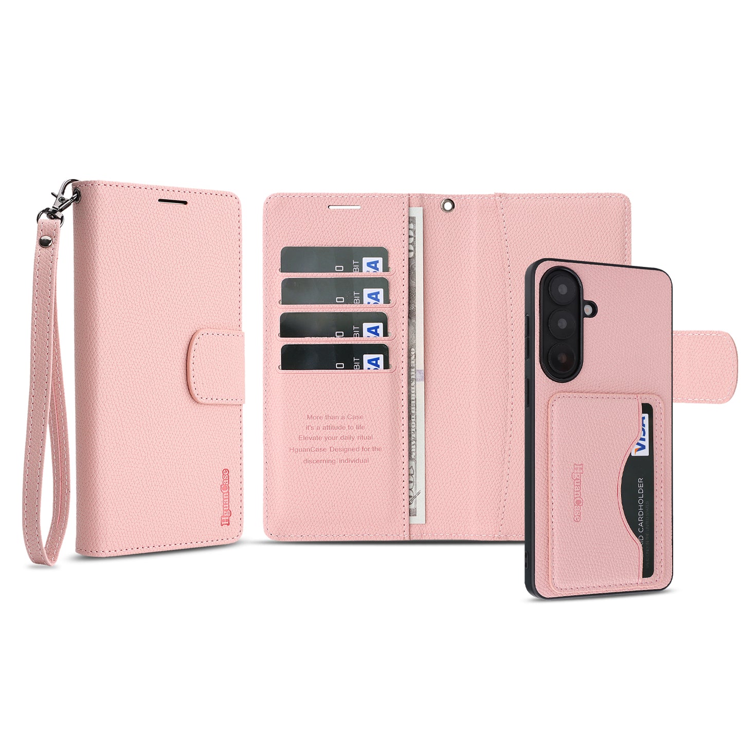 For Samsung Galaxy S26+ HGUANCASE Case Wallet Stand Detachable Vintage Leather Phone Cover with Wrist Strap