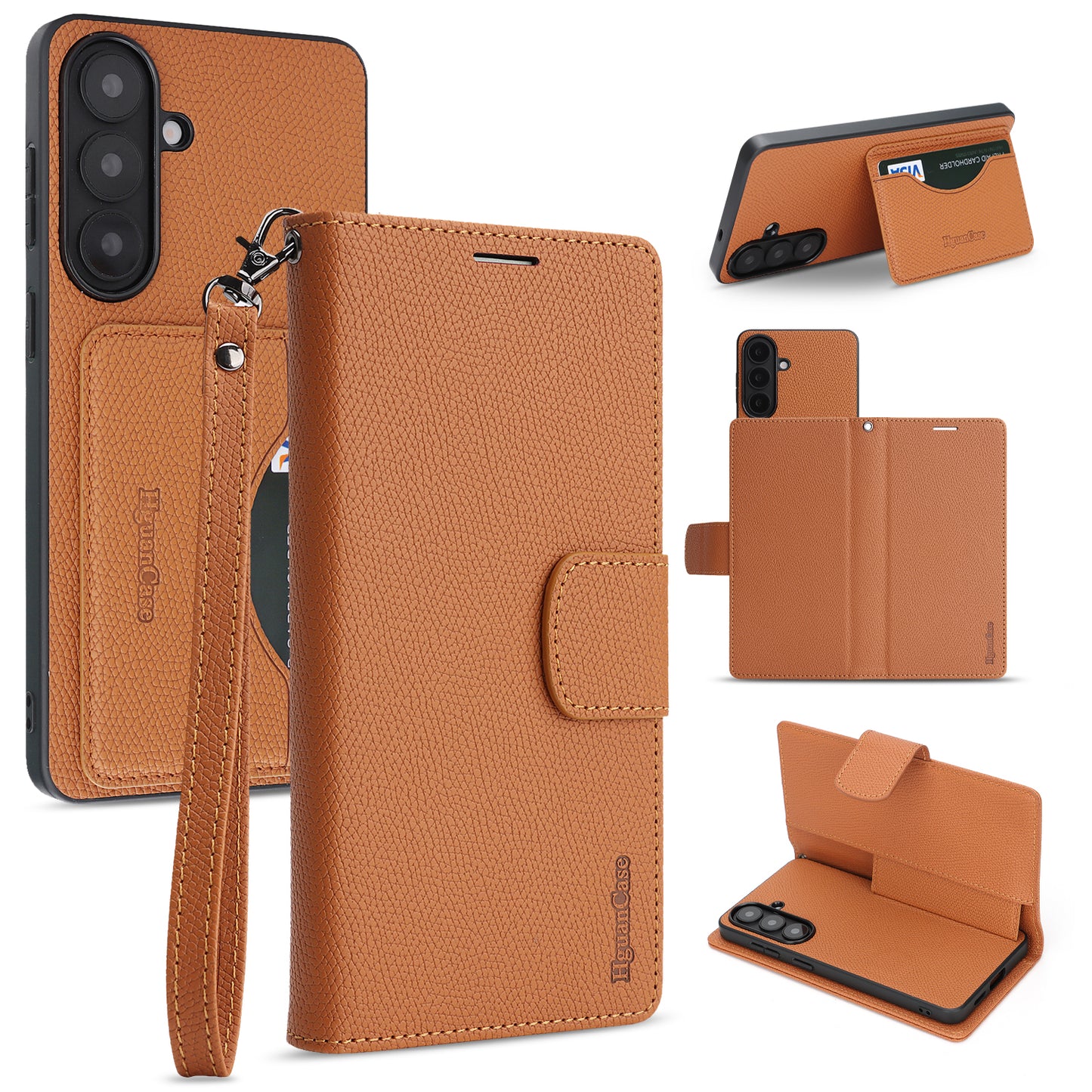 For Samsung Galaxy S26+ HGUANCASE Case Wallet Stand Detachable Vintage Leather Phone Cover with Wrist Strap