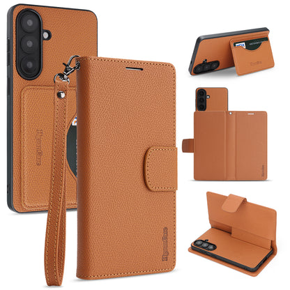 For Samsung Galaxy S26+ HGUANCASE Case Wallet Stand Detachable Vintage Leather Phone Cover with Wrist Strap