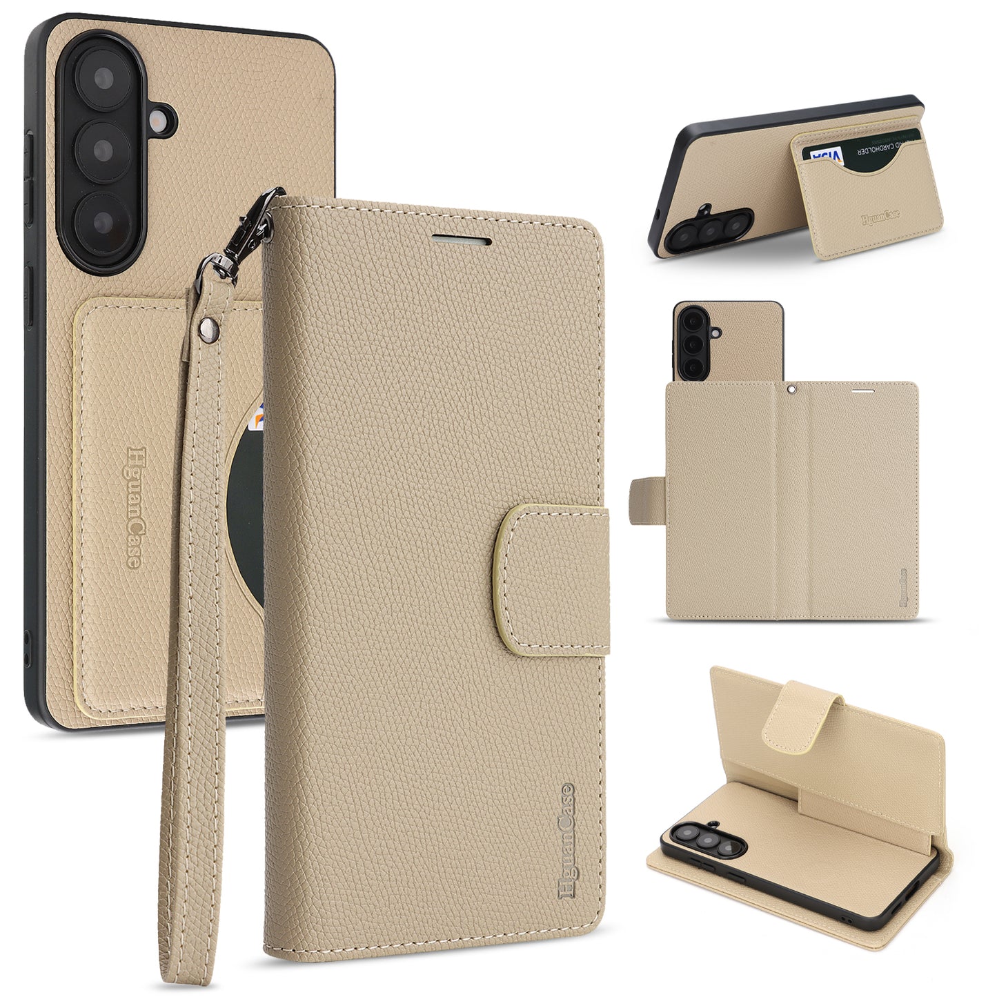For Samsung Galaxy S26+ HGUANCASE Case Wallet Stand Detachable Vintage Leather Phone Cover with Wrist Strap