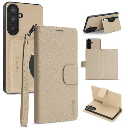 For Samsung Galaxy S26+ HGUANCASE Case Wallet Stand Detachable Vintage Leather Phone Cover with Wrist Strap