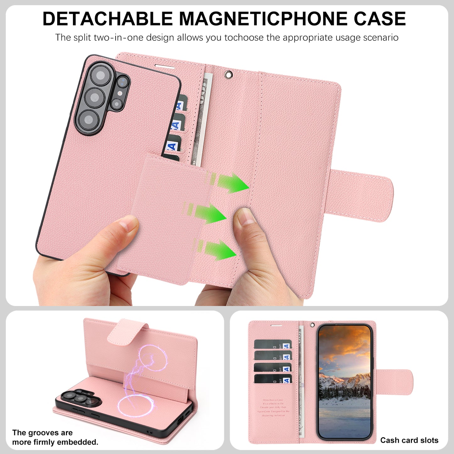 For Samsung Galaxy S25 Ultra HGUANCASE Case Wallet Stand Detachable Vintage Leather Phone Cover with Wrist Strap