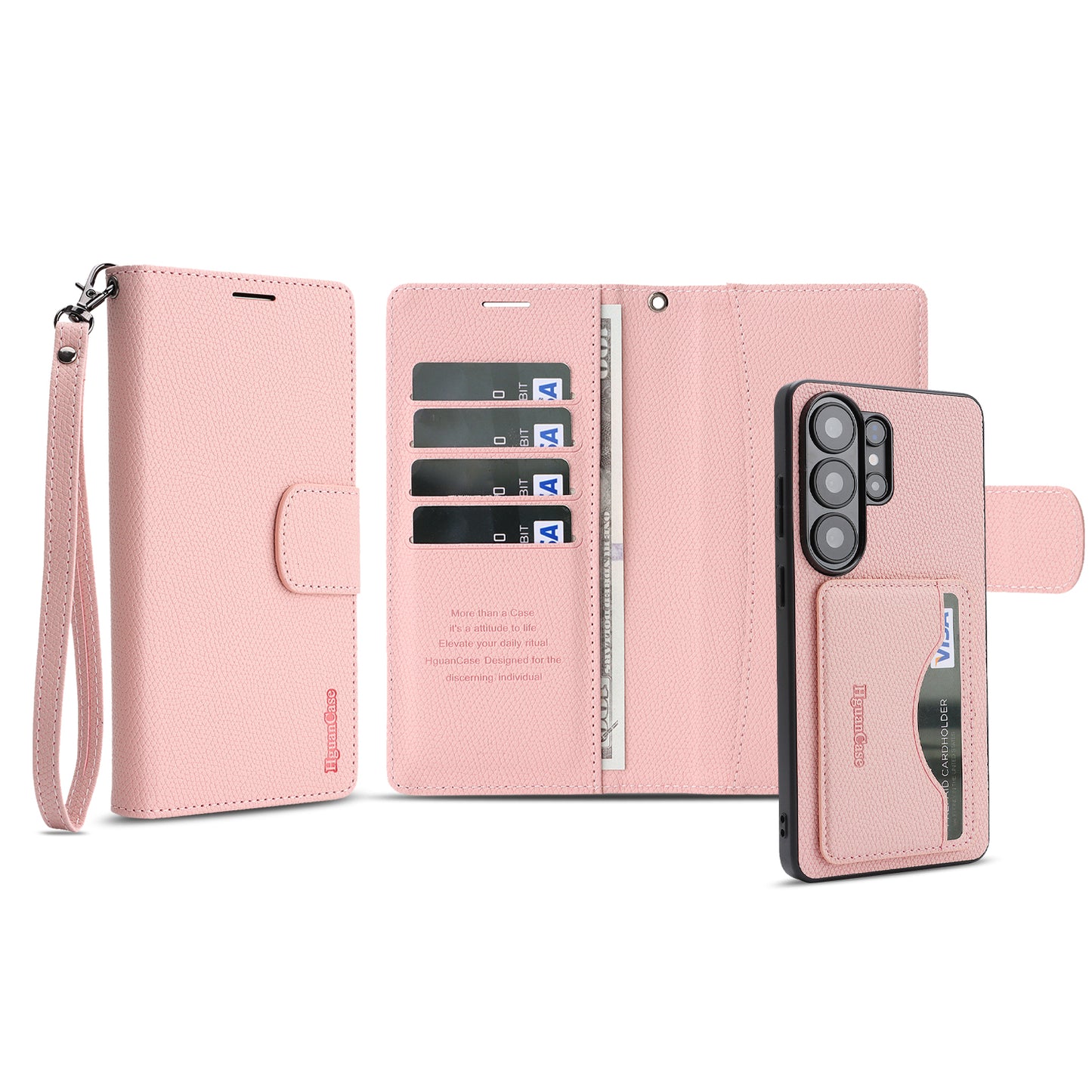 For Samsung Galaxy S25 Ultra HGUANCASE Case Wallet Stand Detachable Vintage Leather Phone Cover with Wrist Strap