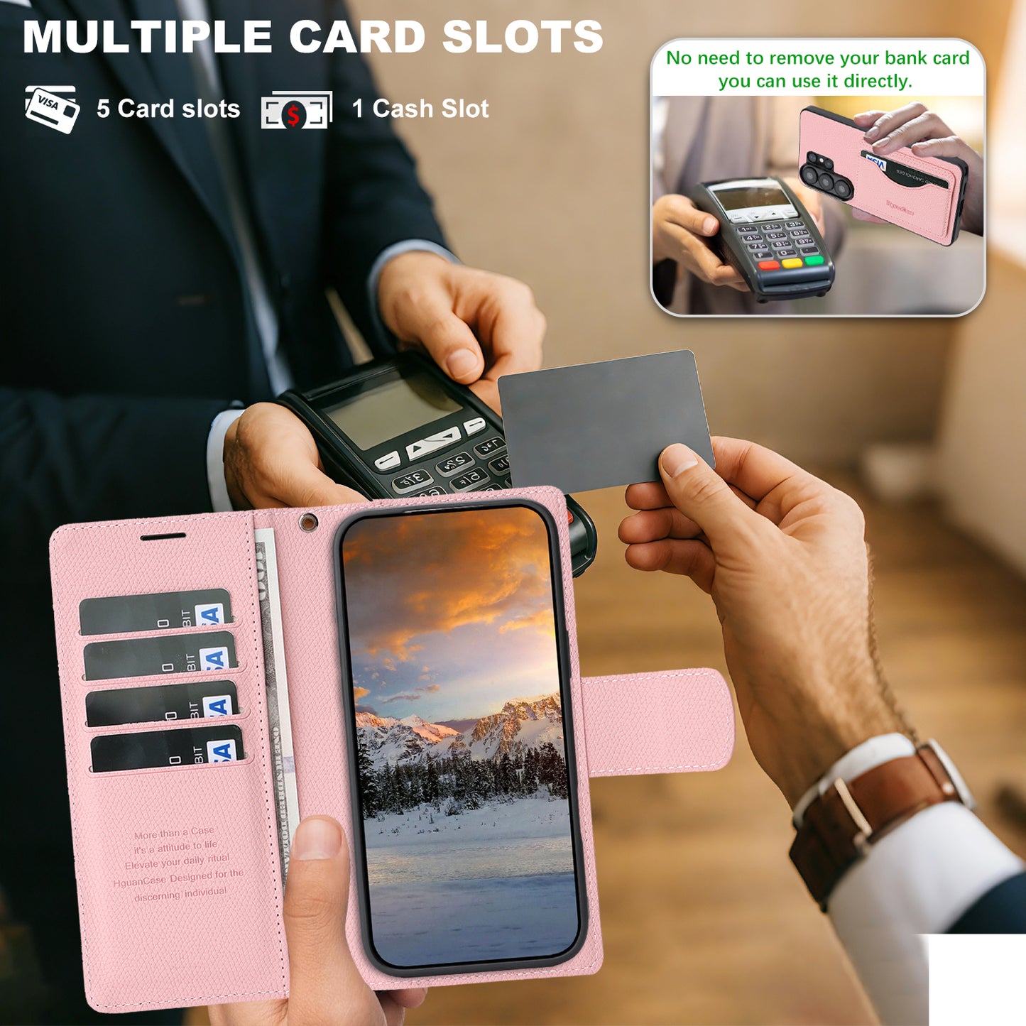 For Samsung Galaxy S25 Ultra HGUANCASE Case Wallet Stand Detachable Vintage Leather Phone Cover with Wrist Strap