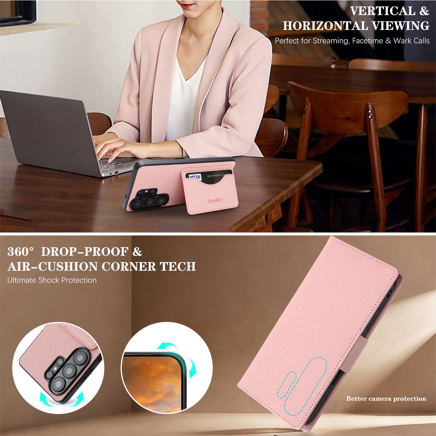 For Samsung Galaxy S25 Ultra HGUANCASE Case Wallet Stand Detachable Vintage Leather Phone Cover with Wrist Strap