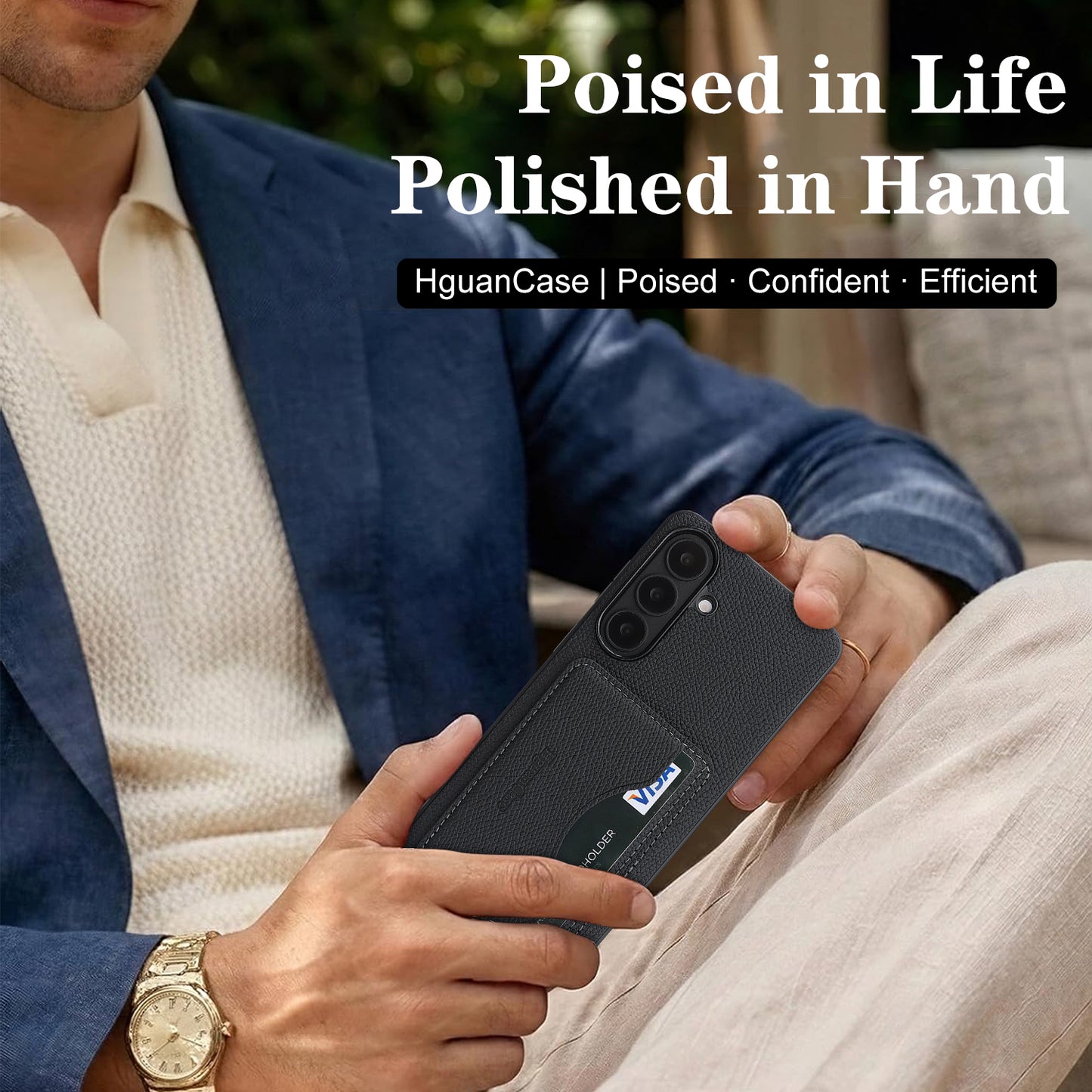 For Samsung Galaxy S26+ HGUANCASE Case Vintage Leather TPU Phone Cover with Magnetic Card Holder Kickstand