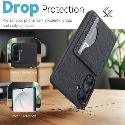 For Samsung Galaxy S26+ HGUANCASE Case Vintage Leather TPU Phone Cover with Magnetic Card Holder Kickstand
