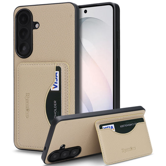 For Samsung Galaxy S26+ HGUANCASE Case Vintage Leather TPU Phone Cover with Magnetic Card Holder Kickstand