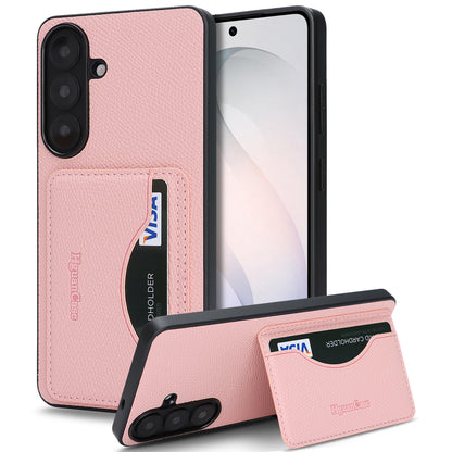 For Samsung Galaxy S26+ HGUANCASE Case Vintage Leather TPU Phone Cover with Magnetic Card Holder Kickstand